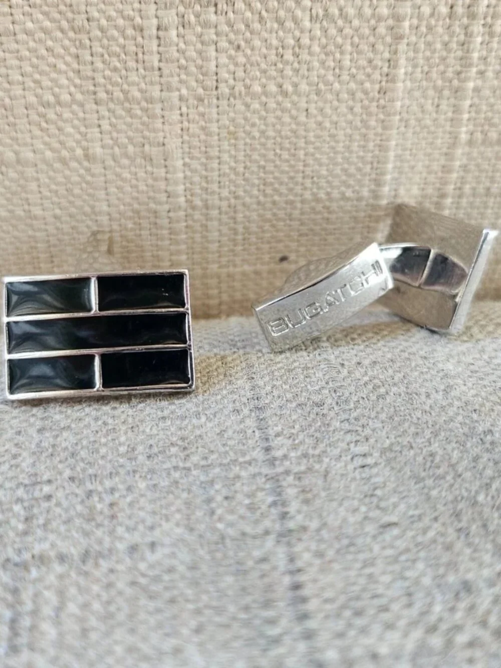 Bughatchi Cuff Link Father day Gifts Cufflinks Black/Silver Tone Stud Cuff Link